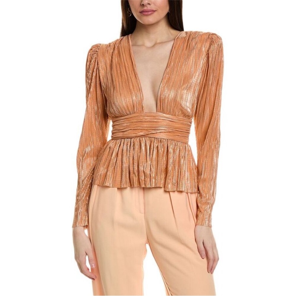 Sabina Musayev Bay Top long sleeve v neck tie back size small
